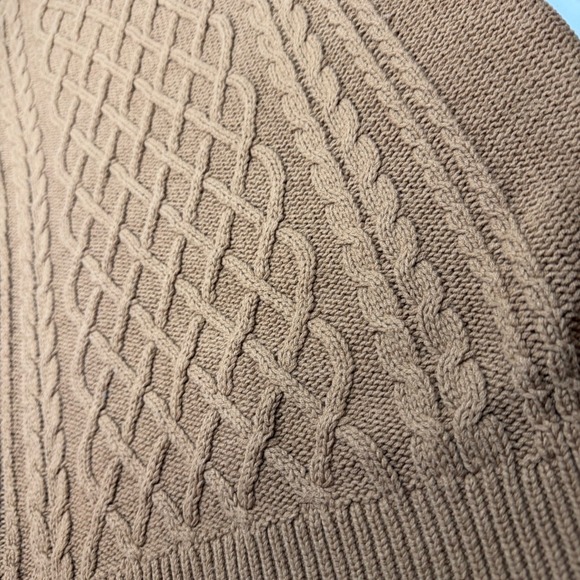 Old Navy Womens Camel Cable Knit Sweater Medium Tall Chunky Brown Neutral Layer - Picture 3 of 8
